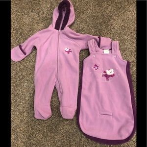 Girls 3-6 month purple snowsuit! plus matching stroller/ carseat cover
